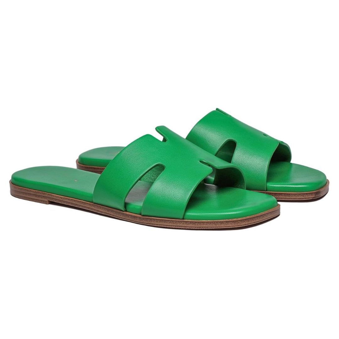 Sandalias Planas Mujer Rihero | Punta Cuadrada, Confort Diario y Estilo Veraniego – Color Green