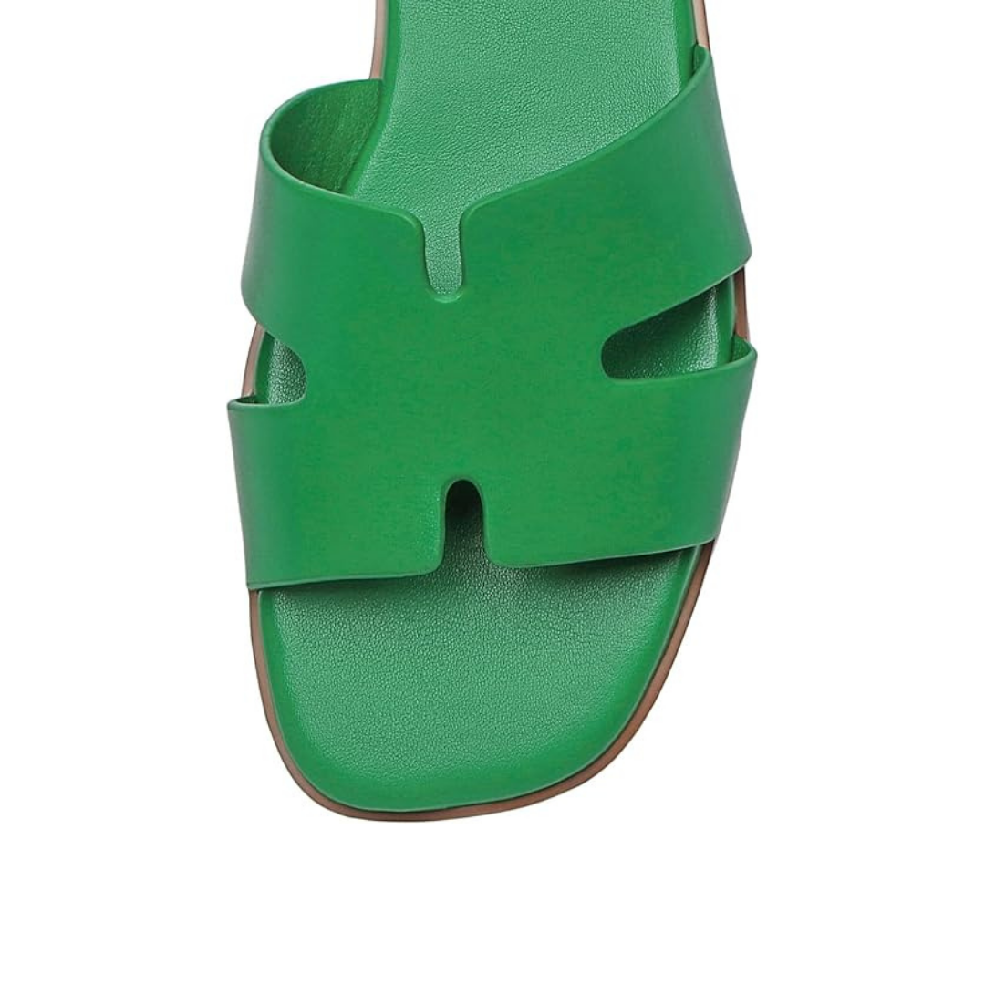 Sandalias Planas Mujer Rihero | Punta Cuadrada, Confort Diario y Estilo Veraniego – Color Green